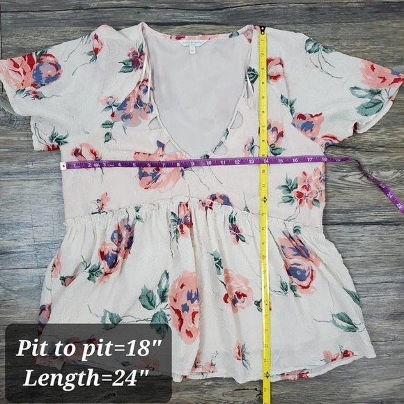 Lucky Brand Women Gauzy Peplum Babydoll Floral Boho Cut Out Size Small - Picture 10 of 10